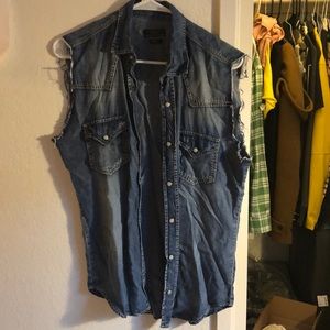 Lightweight biker jean jacket, worn once